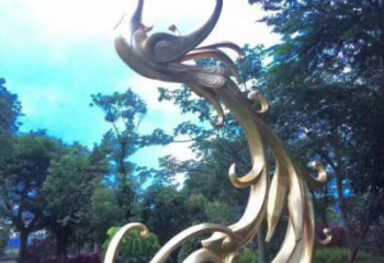 古銅色鳳凰雕塑加工 大型城市雕塑 商業街擺件