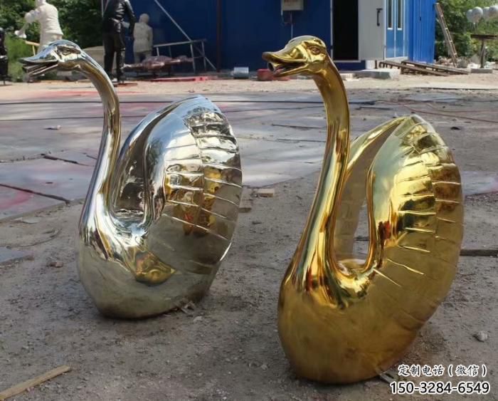 不銹鋼創意天鵝雕塑 步行街店門口雕塑 家禽小品 不銹鋼創意天鵝雕塑 步行街店門口雕塑 家禽小品