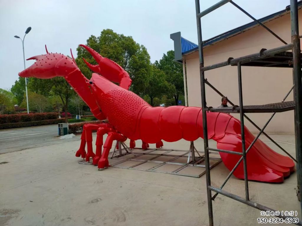 抽象玻璃鋼龍蝦雕塑 店門口彩繪雕塑 步行街擺件 抽象玻璃鋼龍蝦雕塑 店門口彩繪雕塑 步行街擺件