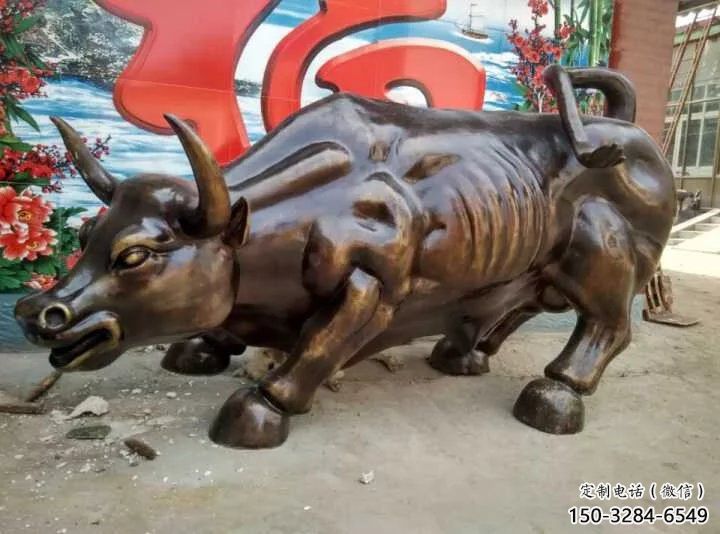 創意開荒牛銅雕塑 步行街店門口雕塑 動物小品 創意開荒牛銅雕塑 步行街店門口雕塑 動物小品