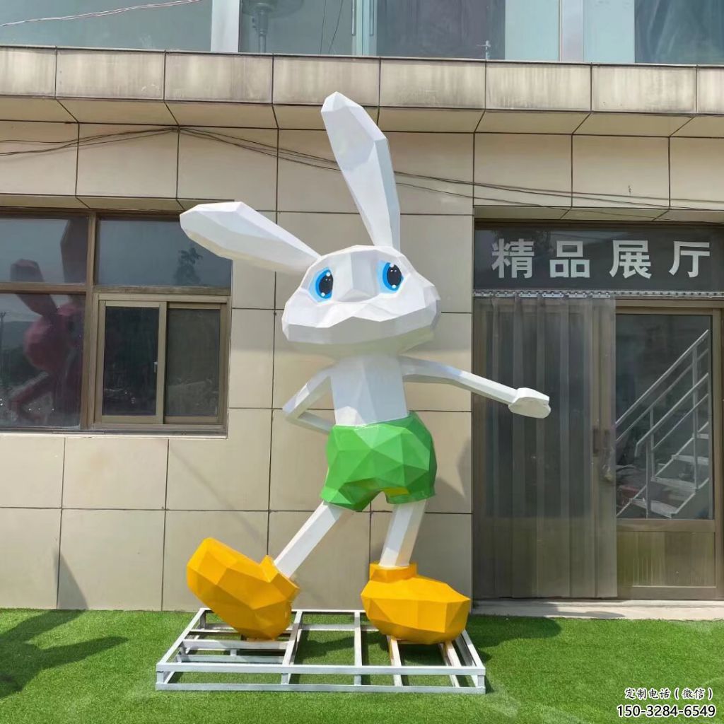 不銹鋼彩繪兔子雕塑 仿真雕塑 步行街擺件 不銹鋼彩繪兔子雕塑 仿真雕塑 步行街擺件