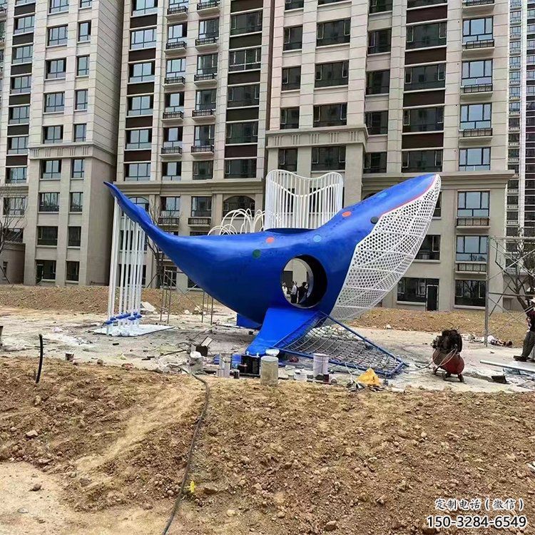 鯨魚雕塑廠家，烤漆彩繪工藝，公園廣場景觀擺件 (3)