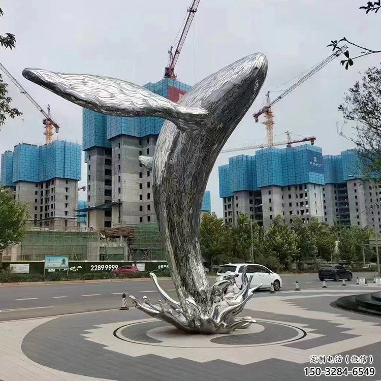鯨魚雕塑廠家，烤漆彩繪工藝，公園廣場景觀擺件 (5)