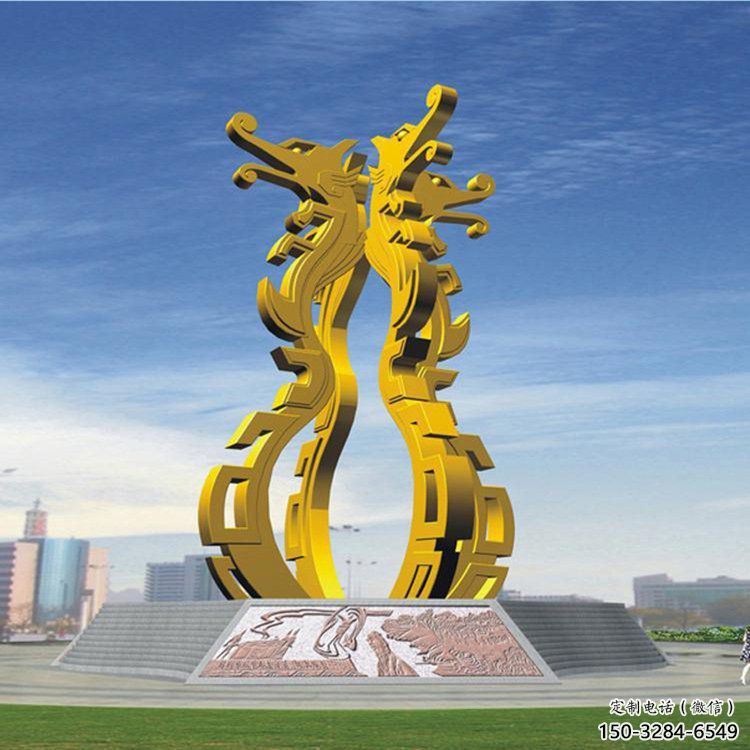 不銹鋼龍形雕塑，大型動(dòng)物景觀，烤漆工藝制作 (2)