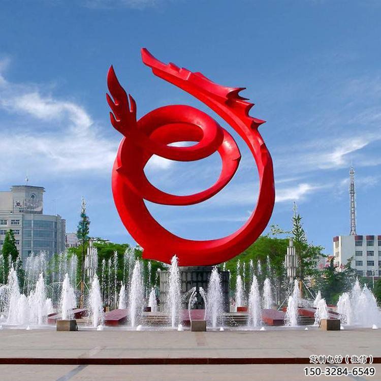 不銹鋼龍形雕塑，大型動物景觀，烤漆工藝制作 (4)