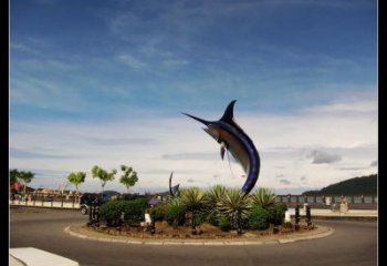 玻璃鋼劍魚雕塑，海洋生物雕塑，公園廣場大型雕塑