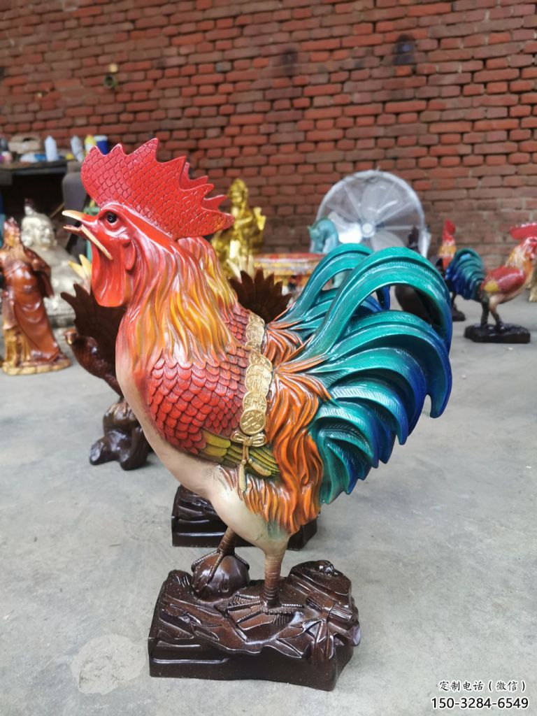 校園小雞雕塑，仿真主題，鍍金工藝