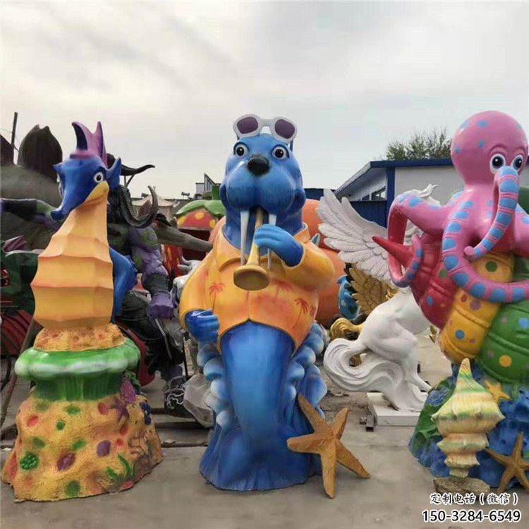 小區河馬雕塑，拉絲海洋雕塑，抽象效果