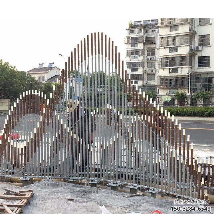 城市假山雕塑，網(wǎng)格景觀(guān)雕塑，古銅效果