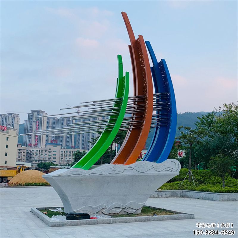 小區(qū)帆船雕塑,拉絲景觀雕塑,抽象效果 小區(qū)帆船雕塑,拉絲景觀雕塑,抽象效果