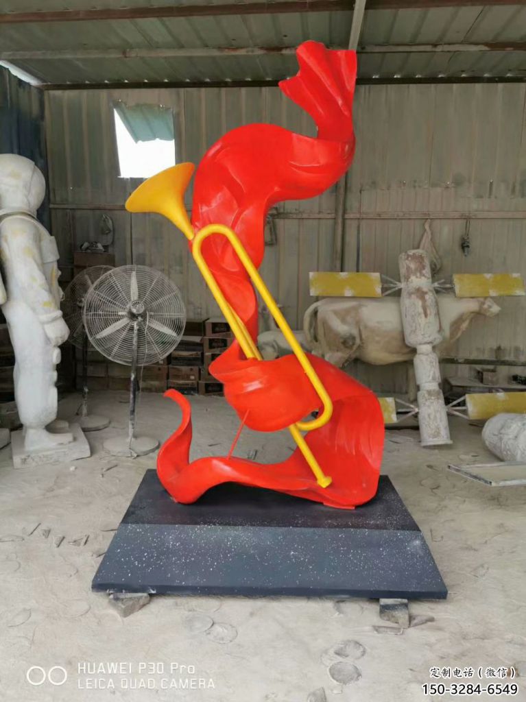 烤漆軍號(hào)雕塑 烤漆大型擺件 博物館雕塑