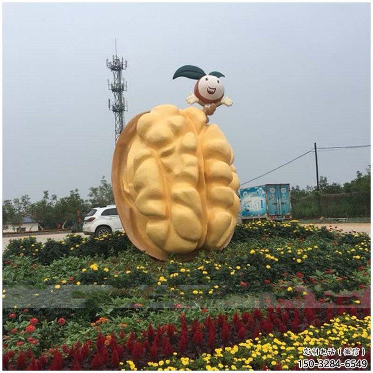 仿真核桃雕塑 店門(mén)口園林雕塑 水果小品