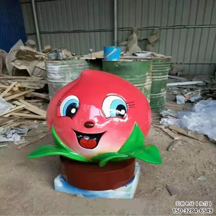 街道桃子雕塑 現(xiàn)代景觀水果雕塑 彩繪果蔬雕塑