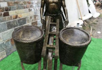 售樓處獨(dú)輪車雕塑 商業(yè)街雕塑 民俗擺件