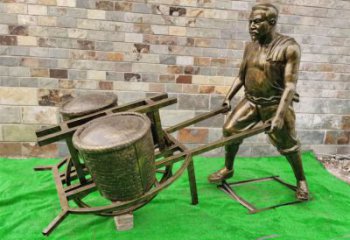 園林獨(dú)輪車雕塑 風(fēng)景區(qū)民俗雕塑 廣場小品