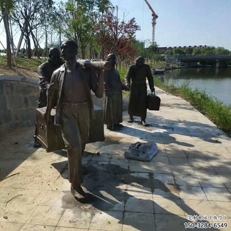 園林船夫雕塑 城市廣場雕塑 步行街擺件