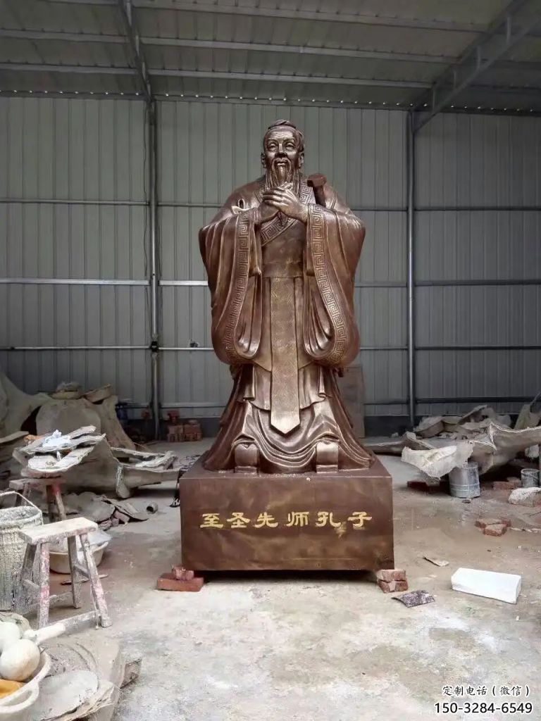 商業(yè)街孔子雕塑 烤漆雕塑 彩繪古代雕塑 商業(yè)街孔子雕塑 烤漆雕塑 彩繪古代雕塑