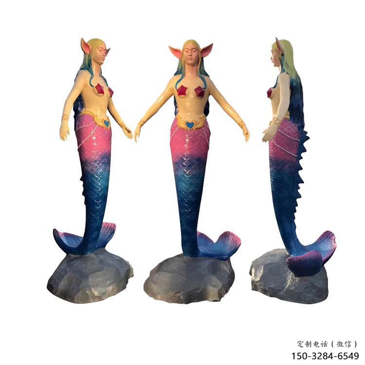 田間美人魚雕塑 彩繪動(dòng)漫雕塑 園林?jǐn)[件