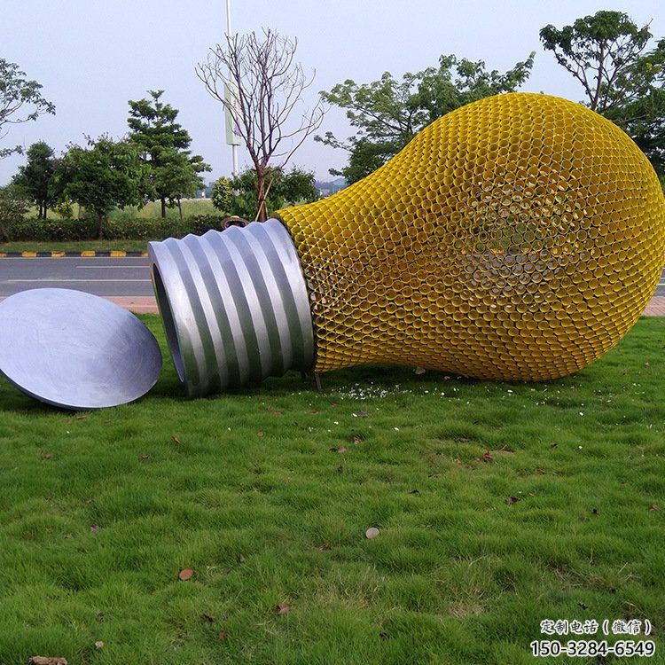 抽象燈泡雕塑 啞光燈具主題 室內(nèi)電燈泡雕塑