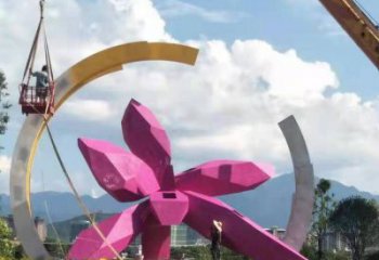 彩繪蘭花雕塑 電鍍現(xiàn)代玉蘭花雕塑 公園雕塑