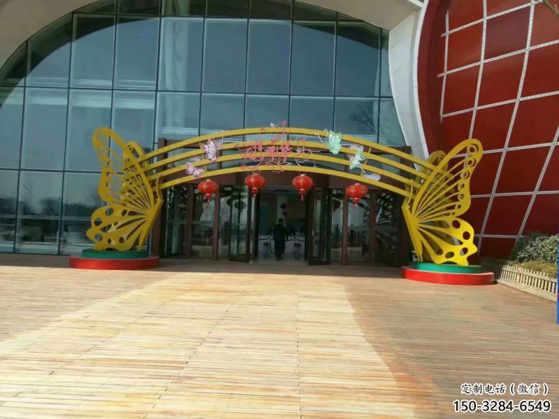 蝴蝶拱門(mén)雕塑,鏤空工藝，不銹鋼蝴蝶拱門(mén)雕塑