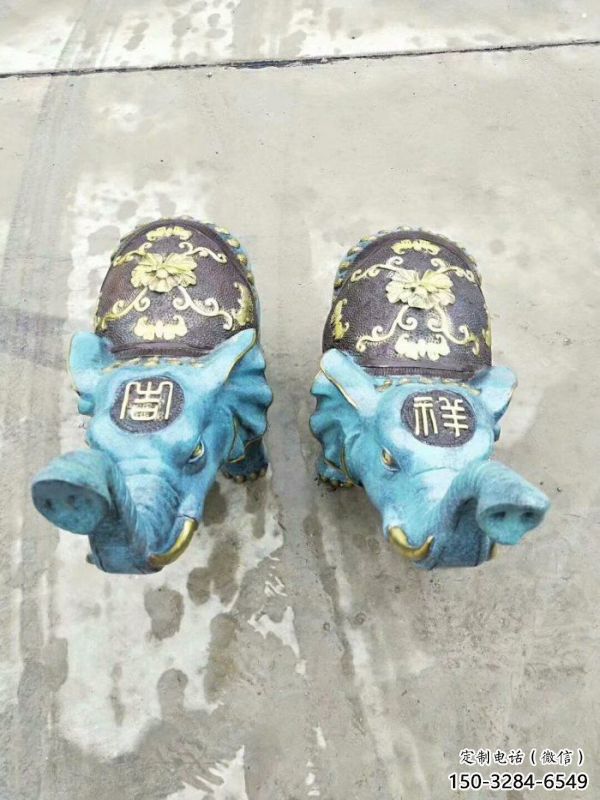 金屬大象景觀雕塑批發，街頭藝術，彩繪大象雕塑展品