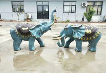 大象景觀雕塑常用，景觀擺件，彩色彩繪大象雕塑