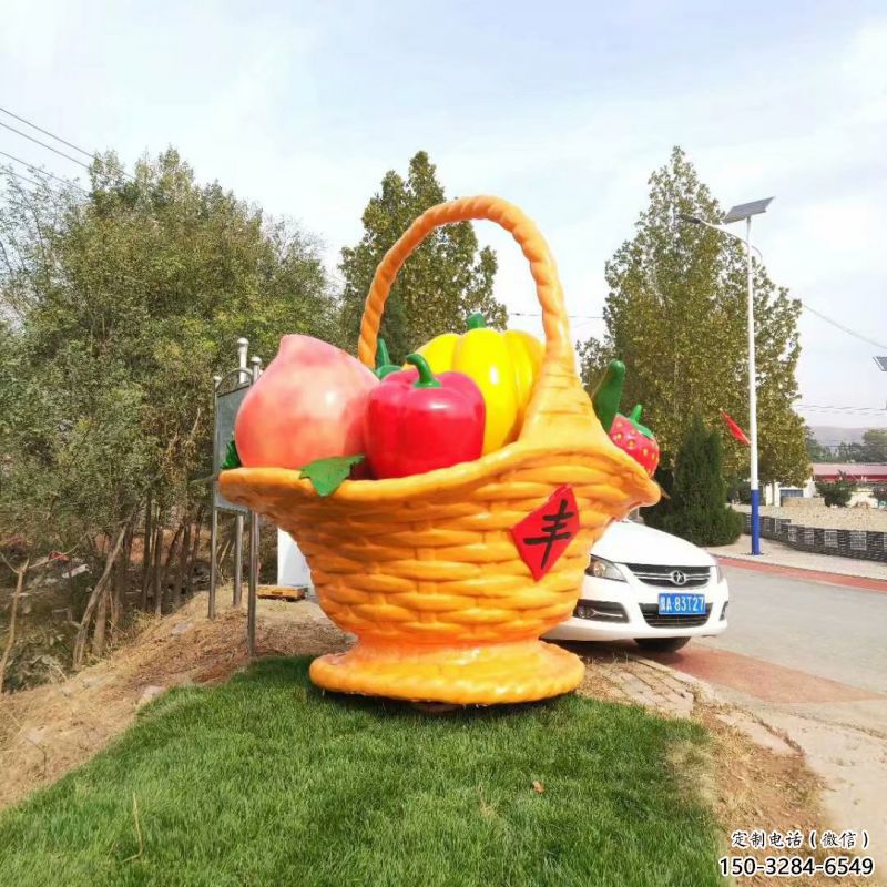 鋼結(jié)構(gòu)果籃雕塑指用，景觀雕塑，園林藝術(shù)不銹鋼果籃雕塑點(diǎn)擊