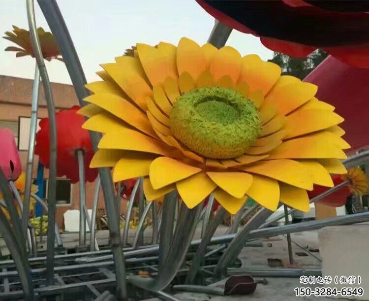 花籃雕塑制作承接，陸地?cái)[件，城市廣場(chǎng)葵花花籃雕塑制造商