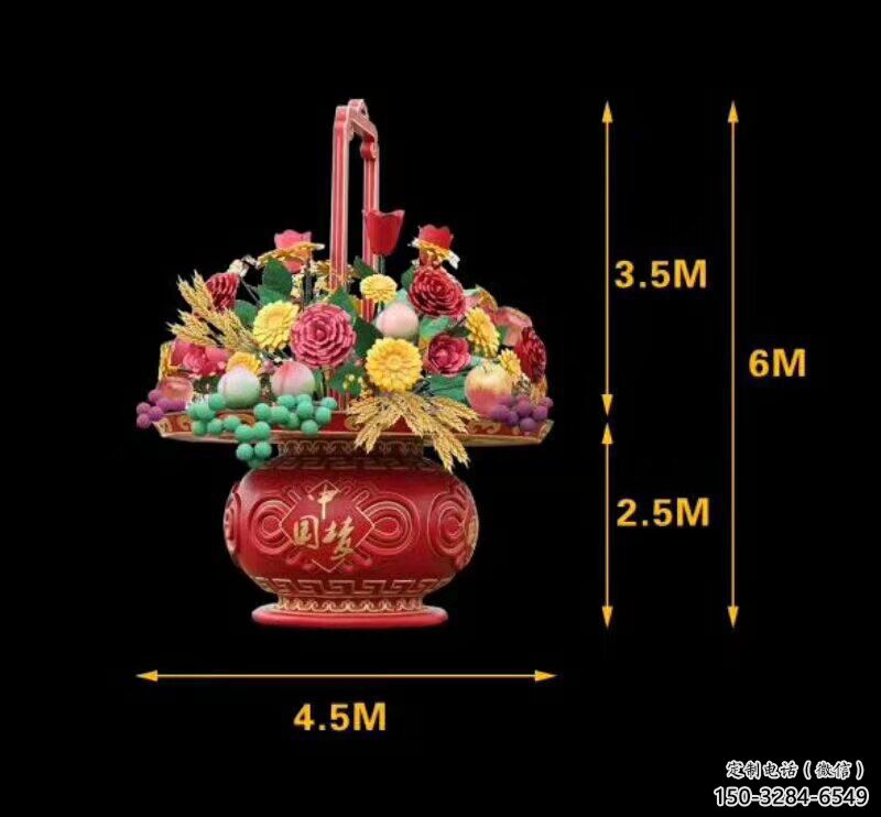 雕塑花籃景觀制造，街景小品，景觀裝飾鐵藝花籃雕塑優價