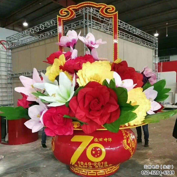 花籃雕塑供求，村標概念金屬花籃雕塑通用