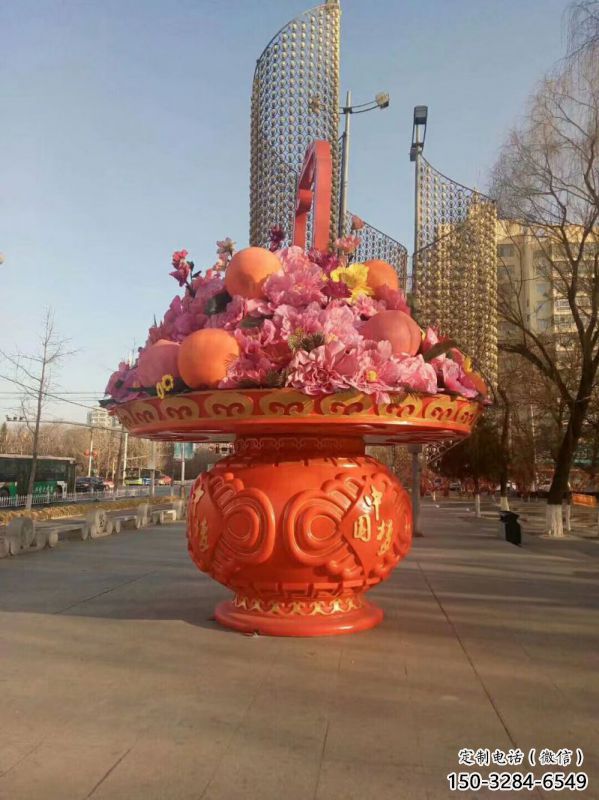 景觀花籃雕塑特供，標識雕塑，旅游區(qū)花籃雕塑定制