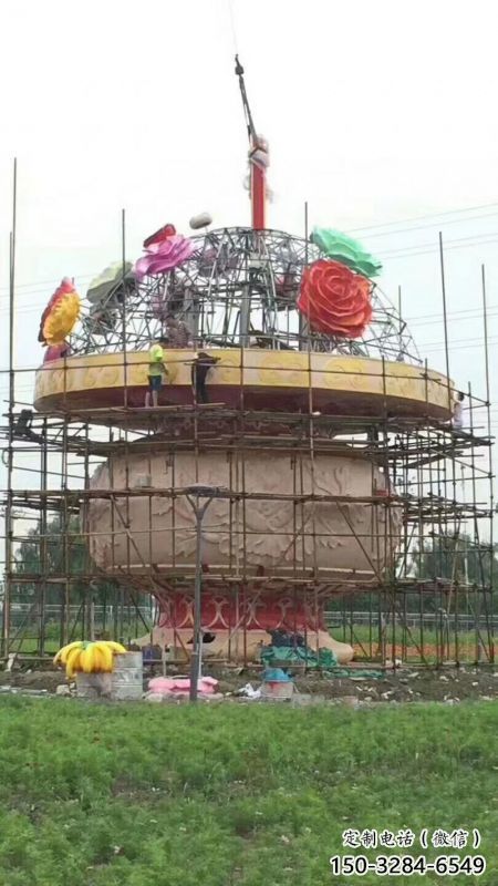 園林花籃雕塑定制，市標雕塑，廣場旅游區花籃雕塑定做