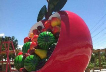 景觀果籃雕塑工程供應，公園雕塑，不銹鋼果籃雕塑工藝供求