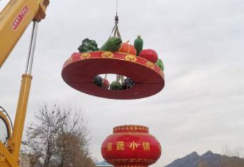 彩繪景觀花籃雕塑通用，花園小品，廣場玻璃鋼花籃雕塑優價