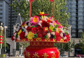 景觀園林花籃雕塑觀賞型，標識雕塑，紀念廣場花籃雕塑展品