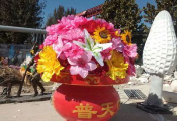 花籃鑄造觀賞型，露天雕塑，鋼結構玫瑰花花籃雕塑訂做