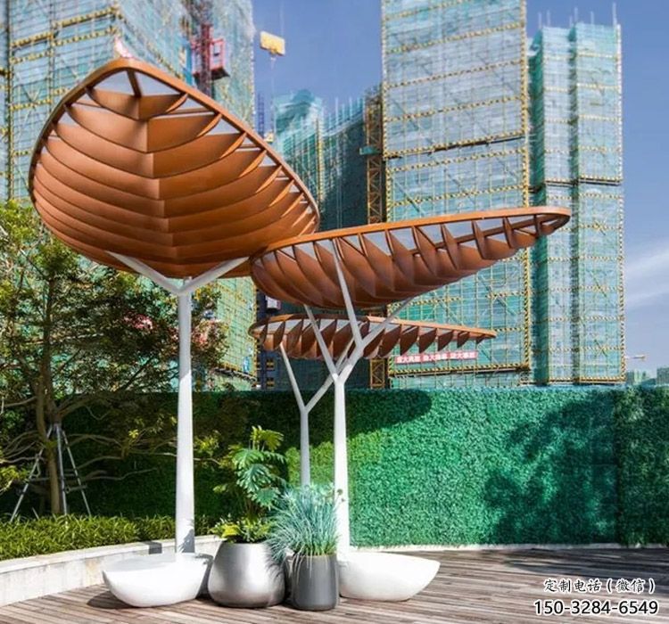 創(chuàng)意不銹鋼葉子廊架雕塑 創(chuàng)意不銹鋼葉子廊架雕塑