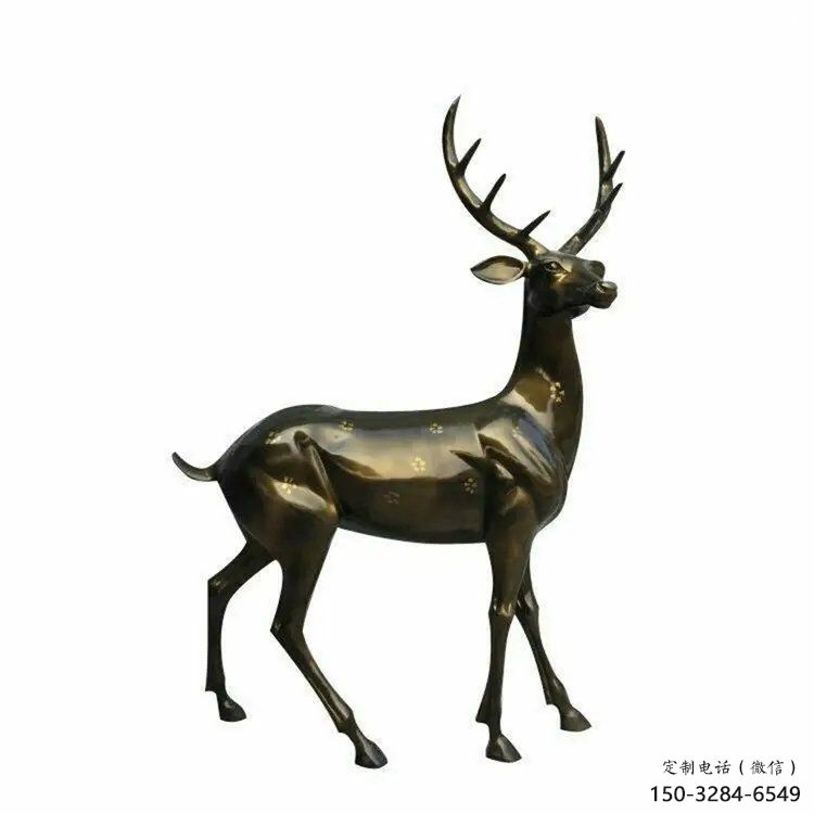 銅梅花鹿雕塑提供，園林裝飾，小區(qū)梅花鹿銅雕塑承接
