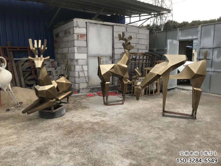 金屬小鹿雕塑批發,街頭藝術,公園抽象銅鹿雕塑展品 金屬小鹿雕塑批發,街頭藝術,公園抽象銅鹿雕塑展品