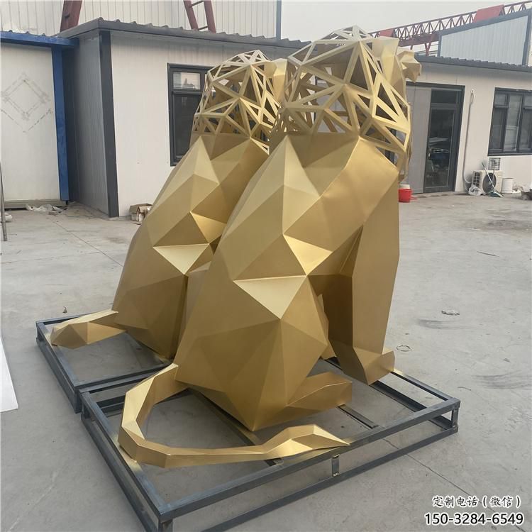 景觀獅子雕塑制造，歐式風格，不銹鋼獅子雕塑定價
