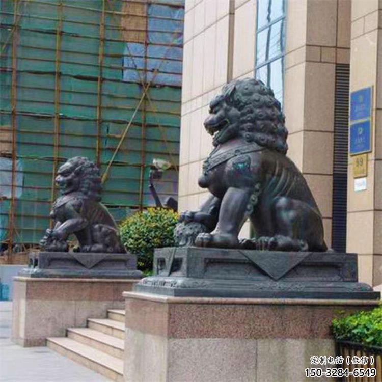 大門口獅子雕塑提供，美陳雕塑，鑄銅蹲獅雕塑承接