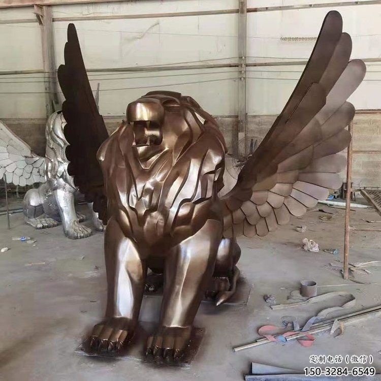 紅銅獅子雕塑優價，鑄造工藝，飛獅雕塑制作