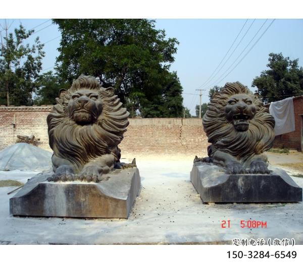 戶外獅子雕塑優價，景觀概念，趴獅雕塑制作精品