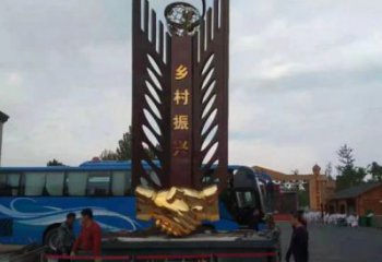 藝術類握手美陳雕塑，不銹鋼材質構件
