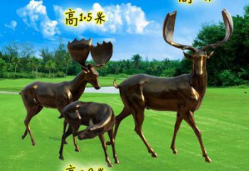 烤漆梅花鹿雕塑，彩繪工藝，玻璃鋼動物雕塑廠家
