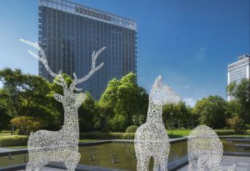 梅花鹿雕塑常用，景觀概念，鏤空梅花鹿雕塑展品