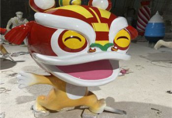 吉祥物動物雕塑，卡通獅子雕塑，玻璃鋼彩繪效果
