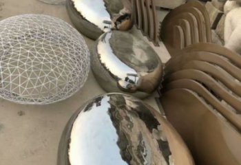 廣場(chǎng)坐凳雕塑，抽象景觀雕塑，鏡面效果