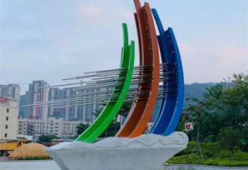 小區(qū)帆船雕塑，拉絲景觀雕塑，抽象效果